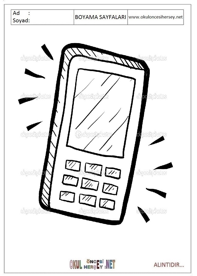 Çocuklar İçin Cep-Telefonu Boyama Sayfaları 